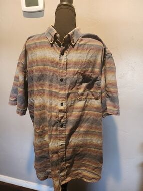 Ezekiel Striped Short-Sleeve Button-Down Shirt - Blue, Brown, Yellow